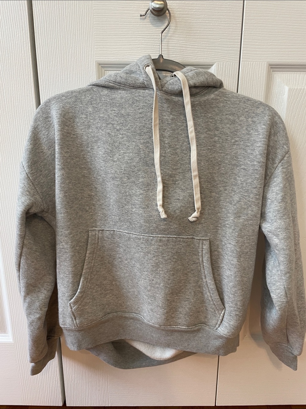 J. Crew Light Gray Pullover Hoodie with Kangaroo Pocket